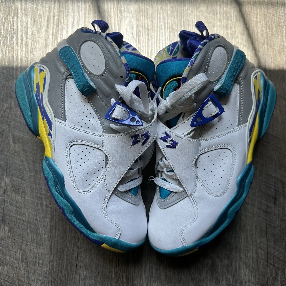 Jordan 8 Retro White Aqua 2019 Size 7.5 Women's Sneakers Men's 6 EXCELLENT COND+